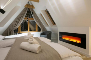 Apartament Widokówka Deluxe sypialnia z wanną widok na panoramę Tatr